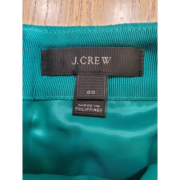J.Crew Womens 00 Dark Teal Green Wool Blend Skirt EUC Career Preppy Academia - Picture 3 of 7